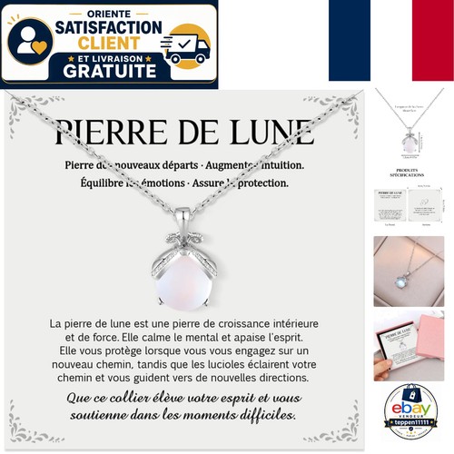 Collier pierre lune femme - lune,