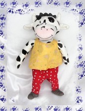 Doudou Peluche Vache Blanc Et Noir Pantalon Rouge Pois Blanc Haut Jaune Ikea