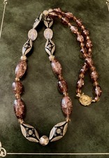 Camee LUCITE Bakelite DORÉ MURANO Glass beau Collier Ancien Art Déco