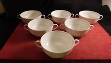 Service de 6 bols ecuelles a bouillon en porcelaine blanche Limoges Raynaud
