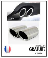 Embout Echappement bordure chromée sortie double 7cm POUR GOLF AUDI SKODA BMW