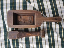 Ancien moule à beurre pilon bois déco vache objet ustensile vintage cuisine 