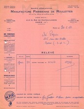 1950   MANUFACTURE PARISIENNE DE ROULETTES A PARIS - M. PAPIN A TOURS