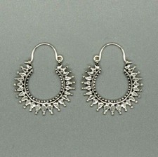 Boucles D'Oreilles Créoles Ovales En Argent 925 Style Bohème Pour Femmes