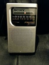 Sony ICF-S10MK2 Portable Pocket AM/FM Radio Silver stiff tuner no batteries used