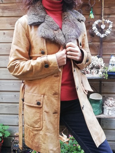 Manteau cuir fourrure - manteau,