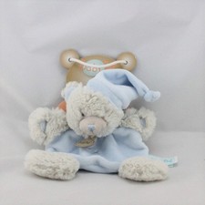 Doudou plat ours gris bleu