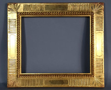 Cadre ancien 36x31 cm, feuillure 26x22 cm bois sculpté gravé doré d'origine C733