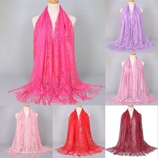 AllMatch Dentelle Femme Mariée Châle et Délicat Foulard Creux Couleur Unie