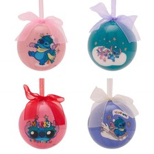 Ensemble De 4 Boules De Noël Stitch Disney 80Mm Décoration Suspendue Pour Arbre