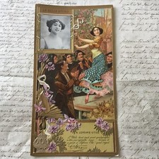 Chromo LU gaufré LEFEVRE UTILE La Belle OTERO Art Nouveau 1900