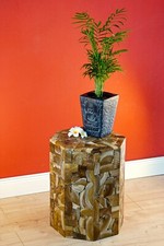 Table D'Appoint Bois de Teck 42 CM Massif Chevet Tabouret Naturel Unique Déco