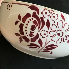 Saladier vintage ST AMAND modèle GABRIEL Fleurs rouge-bordeaux D 24 cm en TBE