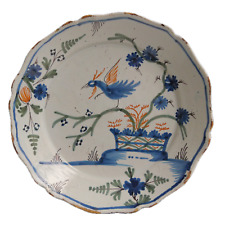Assiette décor de grand feu - Oiseau - Faïence de La Rochelle - XVIIIe