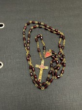 chapelet ancien  - Verre Grenat et métal doré