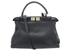 SAC A MAIN FENDI PEEKABOO MM 8BN226 CUIR REGULAR NOIR BANDOULIERE HAND BAG 4800€