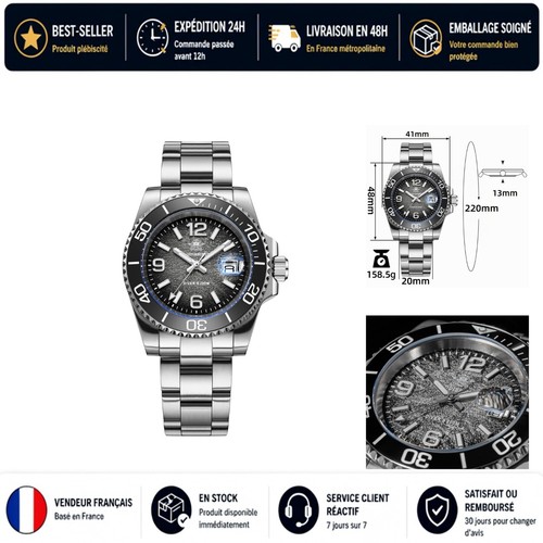 Montre plongée homme 41mm - de,