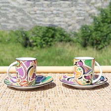 Paire de tasses en porcelaine + soucoupes / So French / Décor du Galion