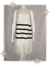 ♣ Jolie Robe en Dentelle Style Charleston Crème Noire Danity Taille S