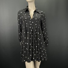 Robe Chemise À Pois Noirs Et
