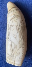 Trois  dents de cachalot scrimshaw daté 1840