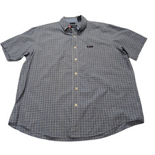 Chemise CHAPS noire et jaune à carreaux manches courtes taille XL #15e