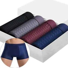 LOT DE  4 BOXERS-FIBRE DE BAMBOU-SOUS-VETEMENT HOMME-MICROS-ALVEOLES RESPIRANTE