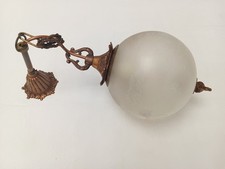 lustre ancien bronze globe gravé  lanterne  suspensions décoration