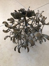 Lustre Gui Art Nouveau à 4 Ampoules en Bronze et Perles Opaline H : 40 D : 46 cm