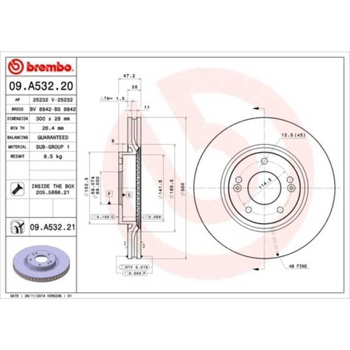 Brembo a532 jeu 2 - brembo, 09.a532.20