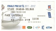 Ticket Collection Rugby : FINALE PRO D2 Stade Montois 29 - 20 Section Paloise 12