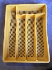 Range Couvert Jaune Orangé En Plastique Vintage