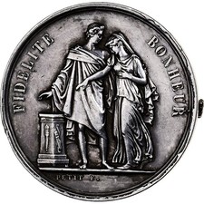 France, Médaille, Mariage, Fidélité Bonheur, Argent, SUP, Petit