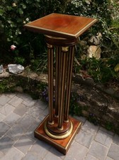 Sellette sculpture acajou laiton doré colonnes meuble Napoléon III 19ème siècle