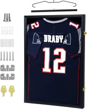 Lockable Jersey Shadow Box Frame with UV Protection for Sports Uniforms, Black