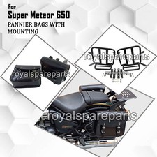 Adapté Pour Royal Enfield Super Meteor 650 Brillant Noir Panier Sacs & Montage
