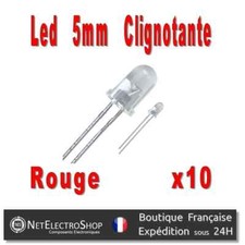 10x Led 5mm Rouges clignotantes 7000mcd
