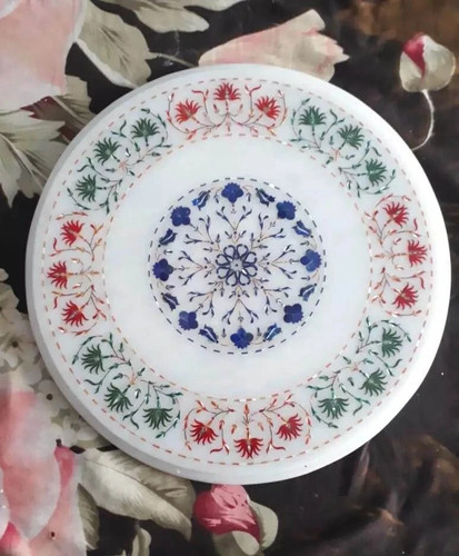 Round white marble - white, table