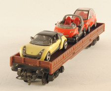 Lime Carro Plat Avec Transport 3 Voitures Smart Wagon Bisarca H0 1:87