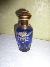 Ancien Vaporisateur Cristal  doublé Bleu Cobalt et Or