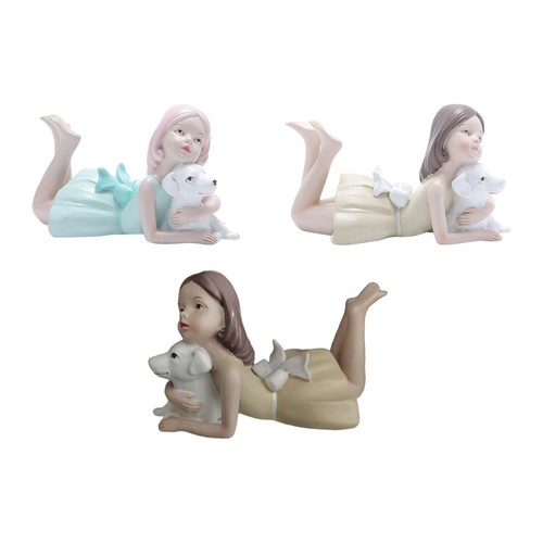 Girl dog figurine decorative - girl,