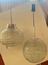 1970′ 2 Lustres Doria Leuchten Boule et Ovale Verre Soufflé Design Venini Murano