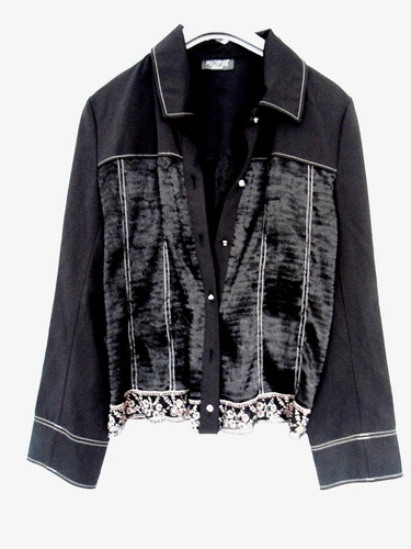 Veste légère noire brodée