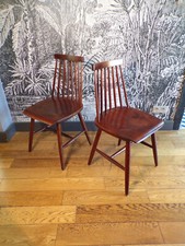 PAIRE de CHAISE WINDSOR SCANDINAVE-DESIGN 60-IKEA STOCKHOLM-bois