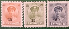 Vintage Belgium Stamps. 1920's. Lot Of 3. Grand Duchess Charlotte. Unused.
