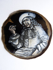 Peinture miniature ancienne 17 18 siècle émail émaux sur cuivre portrait homme