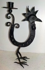 Art Brut Superbe Coq Bougeoir