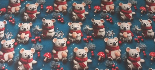 Coupon tissu noël oursons - de,