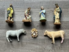 7 anciens Santons de creche DEVINEAU - mi XXè-5 personnages et 2 animaux  13 Cm