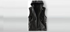 Nouveau gilet en cuir noir à